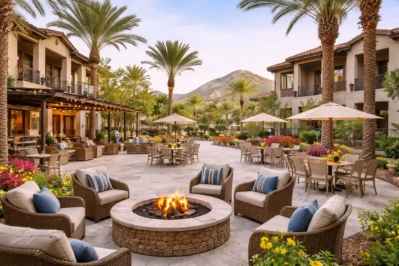 outdoor courtyard at an assisted living community in Scottsdale Arizona
